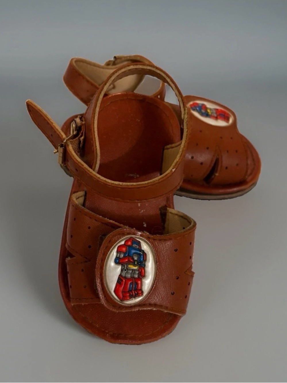 Vintage Transformers Optimus Prime Brown Leather Toddler Sandals Size 5